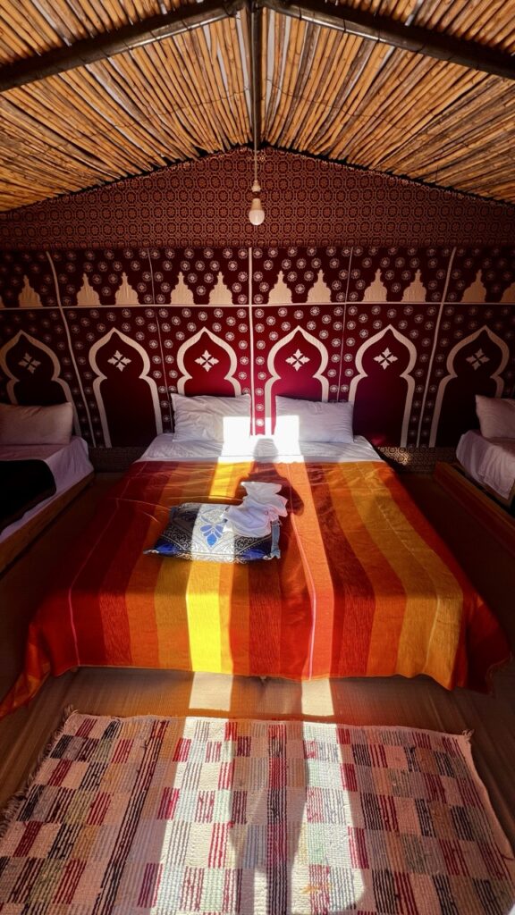 Beautiful tent in sahara desert in base camp